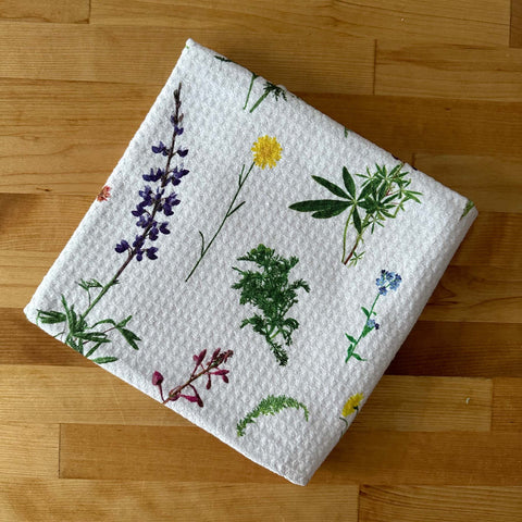 Tea Towel - Alaskan Wildflowers, White