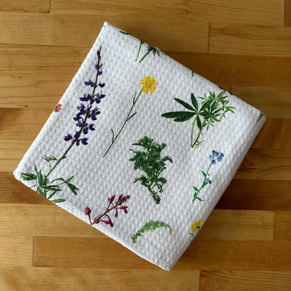Tea Towel - Alaskan Wildflowers, White